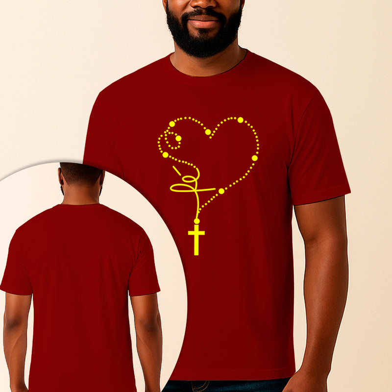 Camiseta Estampada Rosário Fé 100% Algodão Premium Fio 30.1 Penteado Vest Sagrada