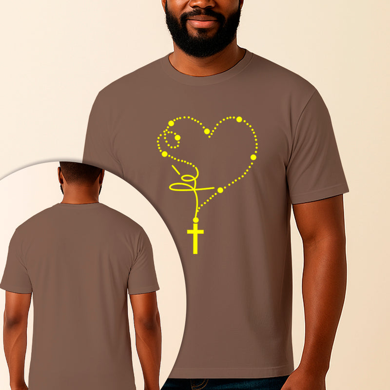 Camiseta Estampada Rosário Fé 100% Algodão Premium Fio 30.1 Penteado Vest Sagrada