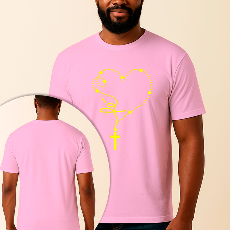 Camiseta Estampada Rosário Fé 100% Algodão Premium Fio 30.1 Penteado Vest Sagrada