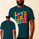 Camiseta Estampada Love Like Jesus 100% Algodão Premium Fio 30.1 Penteado Vest Sagrada