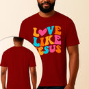 Camiseta Estampada Love Like Jesus 100% Algodão Premium Fio 30.1 Penteado Vest Sagrada