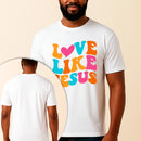 Camiseta Estampada Love Like Jesus 100% Algodão Premium Fio 30.1 Penteado Vest Sagrada