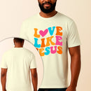 Camiseta Estampada Love Like Jesus 100% Algodão Premium Fio 30.1 Penteado Vest Sagrada
