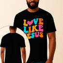 Camiseta Estampada Love Like Jesus 100% Algodão Premium Fio 30.1 Penteado Vest Sagrada