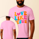 Camiseta Estampada Love Like Jesus 100% Algodão Premium Fio 30.1 Penteado Vest Sagrada