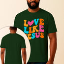 Camiseta Estampada Love Like Jesus 100% Algodão Premium Fio 30.1 Penteado Vest Sagrada