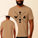 Camiseta Estampada Pilares da Fé 100% Algodão Premium Fio 30.1 Penteado Vest Sagrada