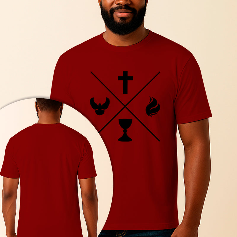 Camiseta Estampada Pilares da Fé 100% Algodão Premium Fio 30.1 Penteado Vest Sagrada