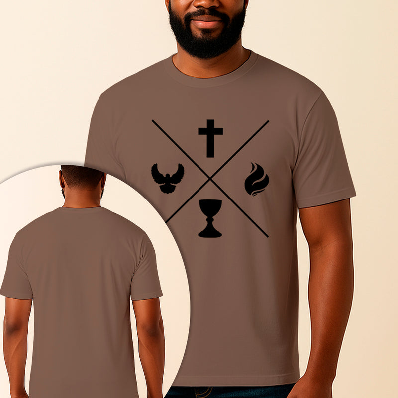 Camiseta Estampada Pilares da Fé 100% Algodão Premium Fio 30.1 Penteado Vest Sagrada