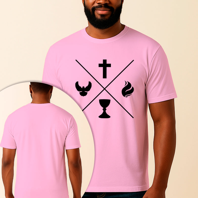 Camiseta Estampada Pilares da Fé 100% Algodão Premium Fio 30.1 Penteado Vest Sagrada