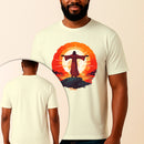 Camiseta Estampada Jesus No Monte 100% Algodão Premium Fio 30.1 Penteado Vest Sagrada