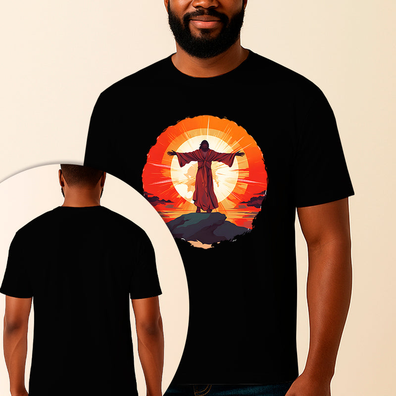 Camiseta Estampada Jesus No Monte 100% Algodão Premium Fio 30.1 Penteado Vest Sagrada