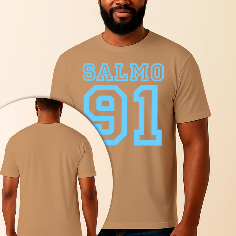 Camiseta Estampada Salmo 91 100% Algodão Premium Fio 30.1 Penteado Vest Sagrada