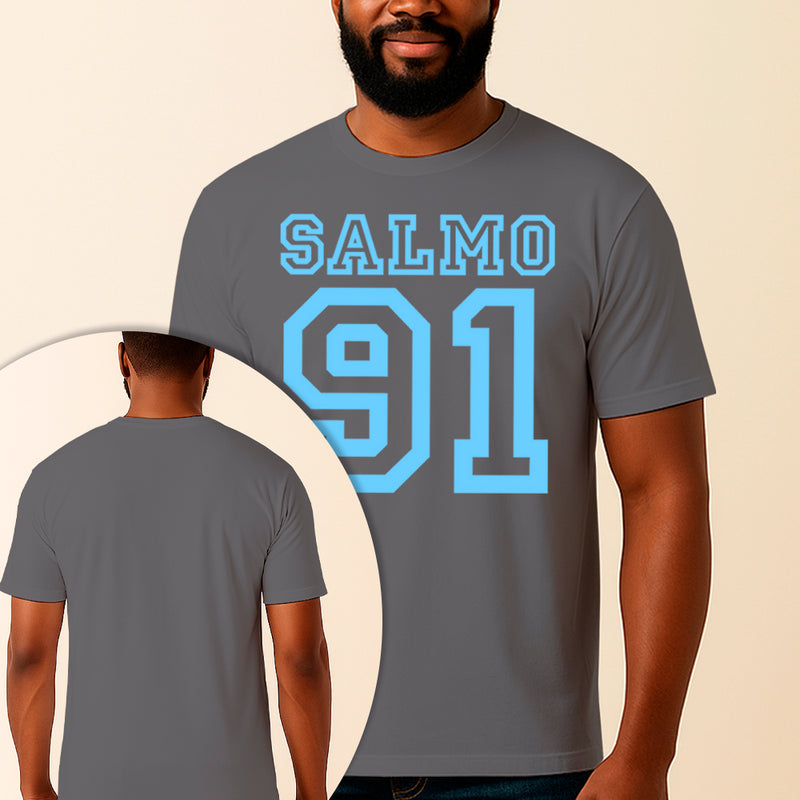 Camiseta Estampada Salmo 91 100% Algodão Premium Fio 30.1 Penteado Vest Sagrada