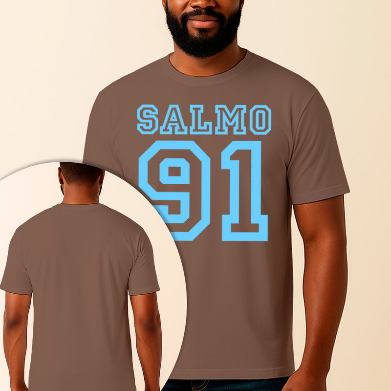 Camiseta Estampada Salmo 91 100% Algodão Premium Fio 30.1 Penteado Vest Sagrada