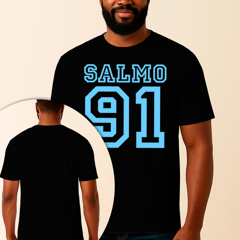 Camiseta Estampada Salmo 91 100% Algodão Premium Fio 30.1 Penteado Vest Sagrada