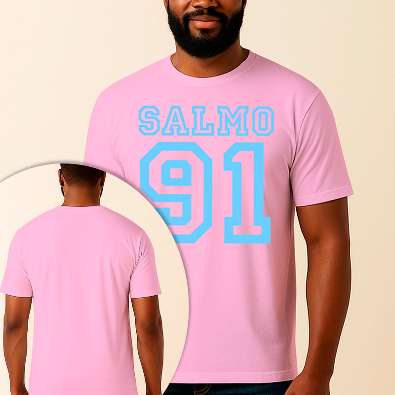 Camiseta Estampada Salmo 91 100% Algodão Premium Fio 30.1 Penteado Vest Sagrada
