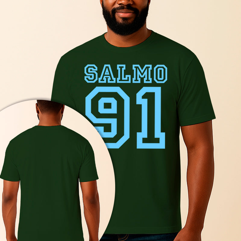 Camiseta Estampada Salmo 91 100% Algodão Premium Fio 30.1 Penteado Vest Sagrada