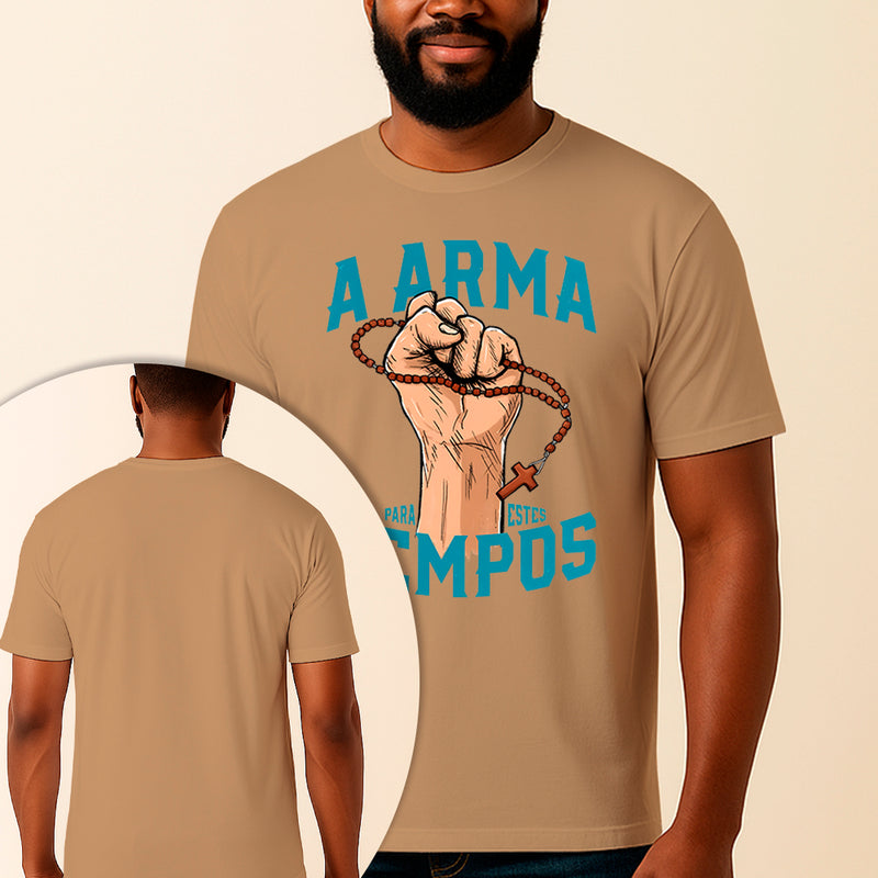 Camiseta Estampada Terço Mariano 100% Algodão Premium Fio 30.1 Penteado Vest Sagrada