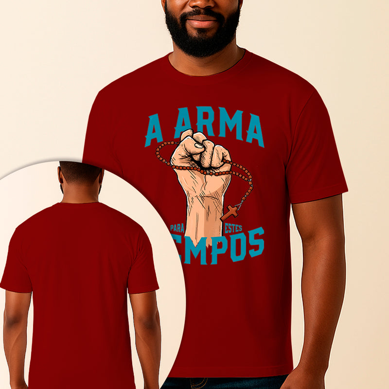 Camiseta Estampada Terço Mariano 100% Algodão Premium Fio 30.1 Penteado Vest Sagrada