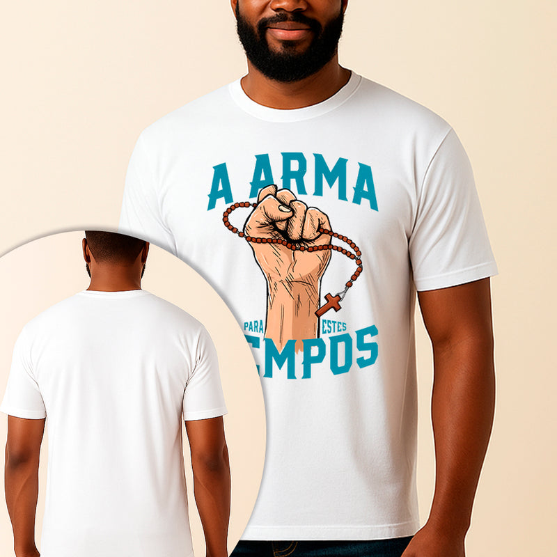 Camiseta Estampada Terço Mariano 100% Algodão Premium Fio 30.1 Penteado Vest Sagrada