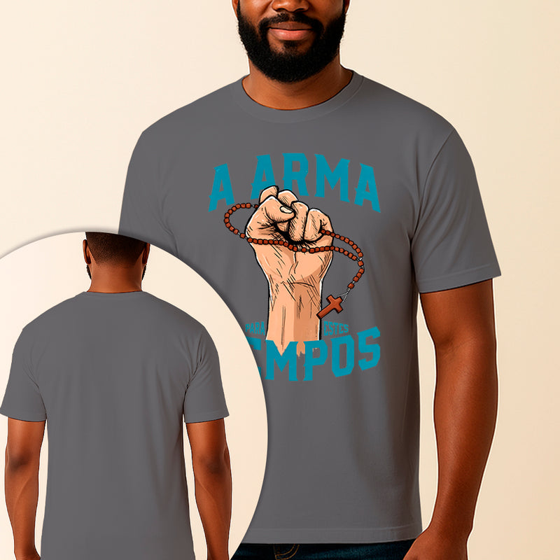 Camiseta Estampada Terço Mariano 100% Algodão Premium Fio 30.1 Penteado Vest Sagrada