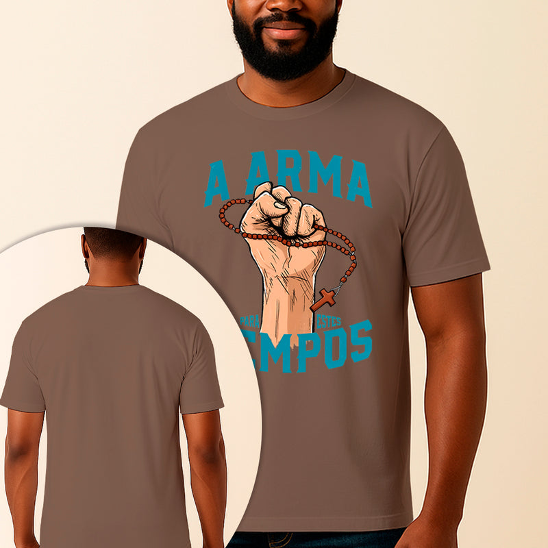 Camiseta Estampada Terço Mariano 100% Algodão Premium Fio 30.1 Penteado Vest Sagrada