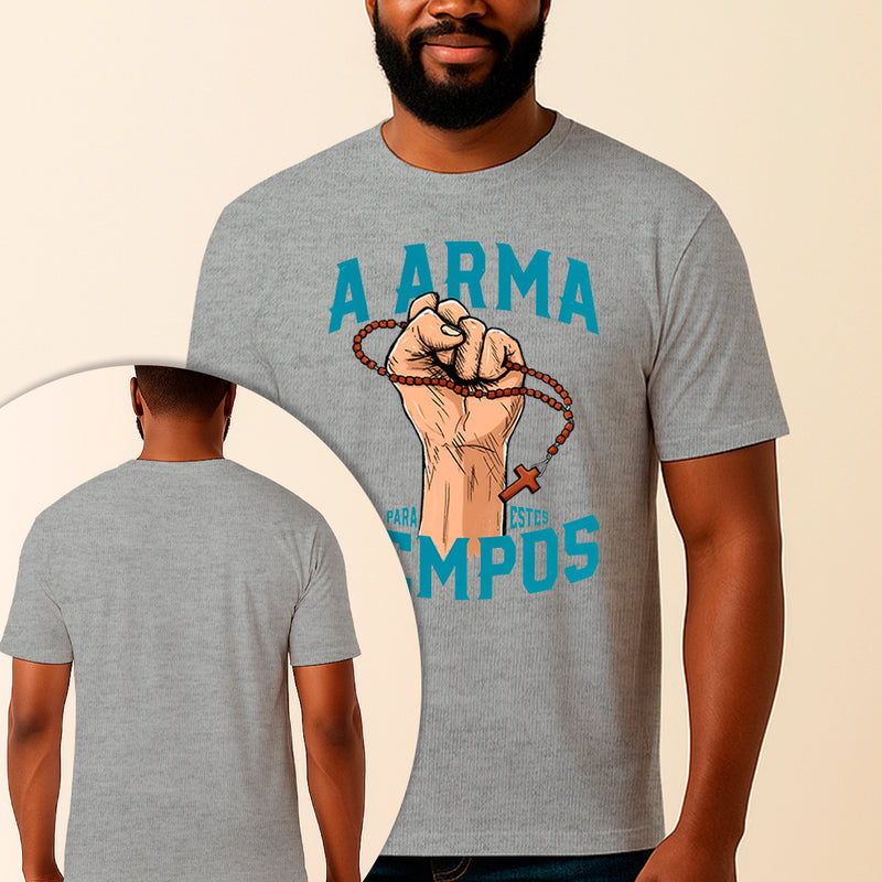 Camiseta Estampada Terço Mariano 100% Algodão Premium Fio 30.1 Penteado Vest Sagrada