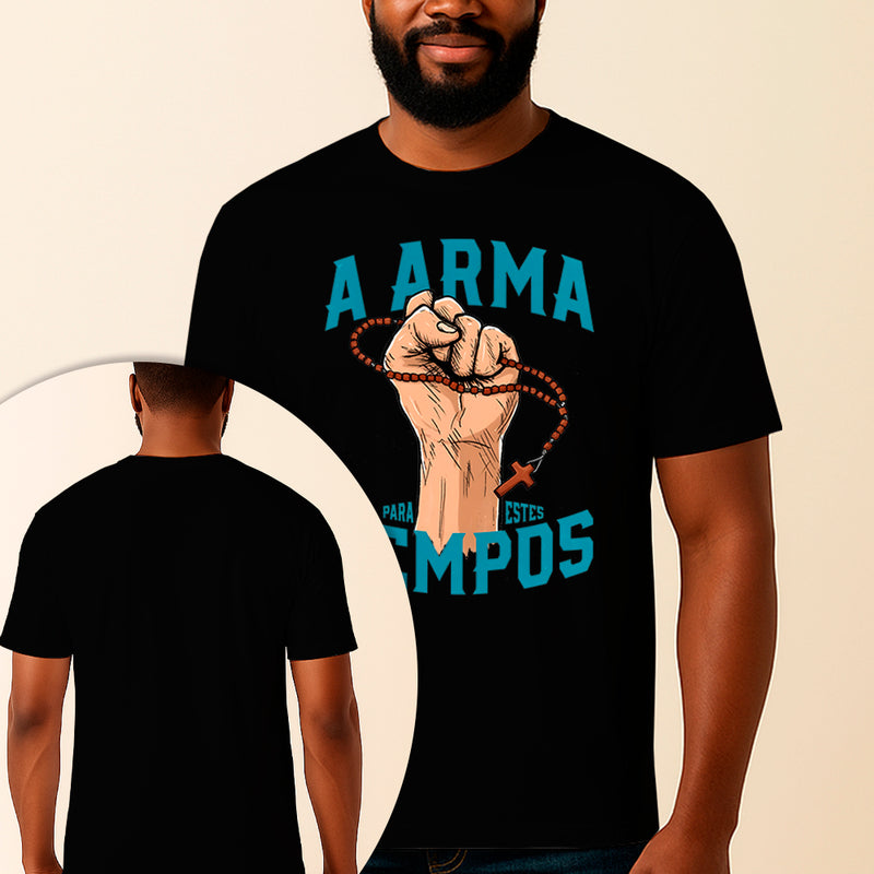 Camiseta Estampada Terço Mariano 100% Algodão Premium Fio 30.1 Penteado Vest Sagrada