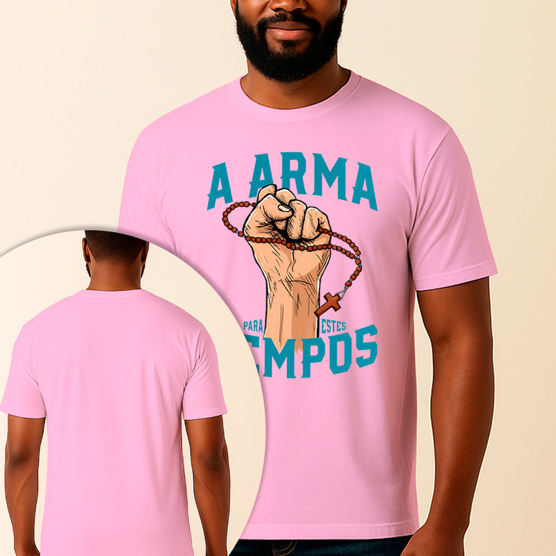 Camiseta Estampada Terço Mariano 100% Algodão Premium Fio 30.1 Penteado Vest Sagrada