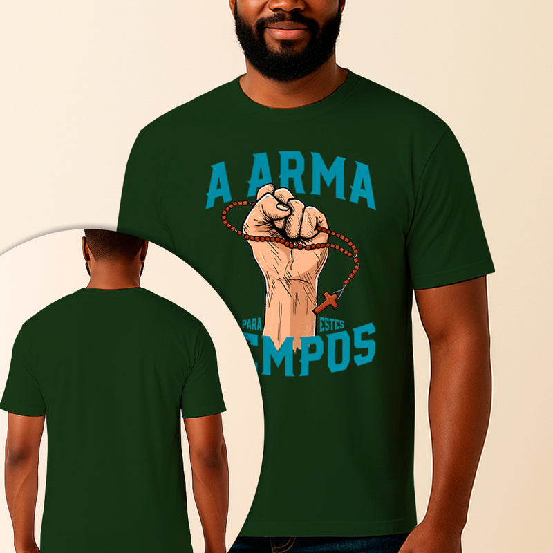 Camiseta Estampada Terço Mariano 100% Algodão Premium Fio 30.1 Penteado Vest Sagrada