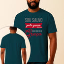 Camiseta Estampada Salvo Pela Graça 100% Algodão Premium Fio 30.1 Penteado Vest Sagrada