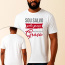 Camiseta Estampada Salvo Pela Graça 100% Algodão Premium Fio 30.1 Penteado Vest Sagrada