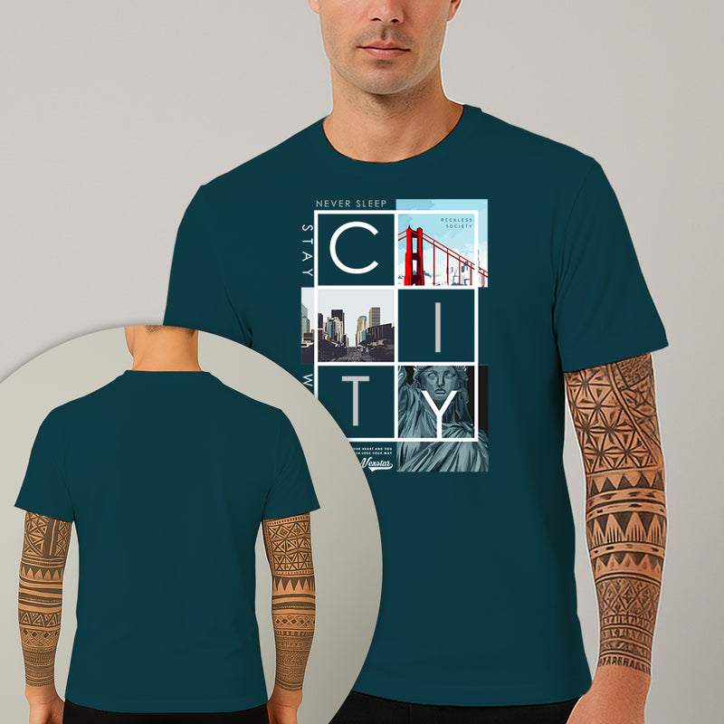 Camiseta Estampada NYC City 100% Algodão Premium Fio 30.1 Penteado Nexstar