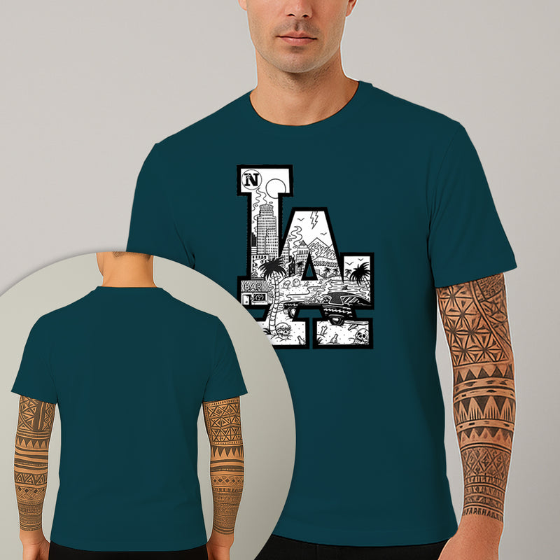 Camiseta Estampada LA Los Angeles 100% Algodão Premium Fio 30.1 Penteado Nexstar