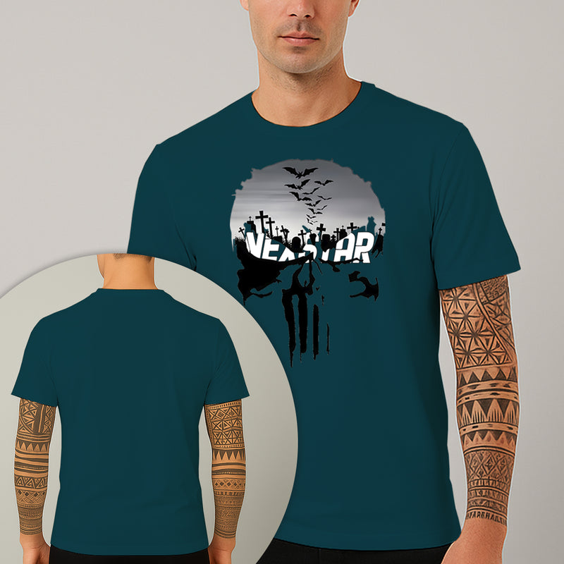 Camiseta Estampada Bat Skull 100% Algodão Premium Fio 30.1 Penteado Nexstar