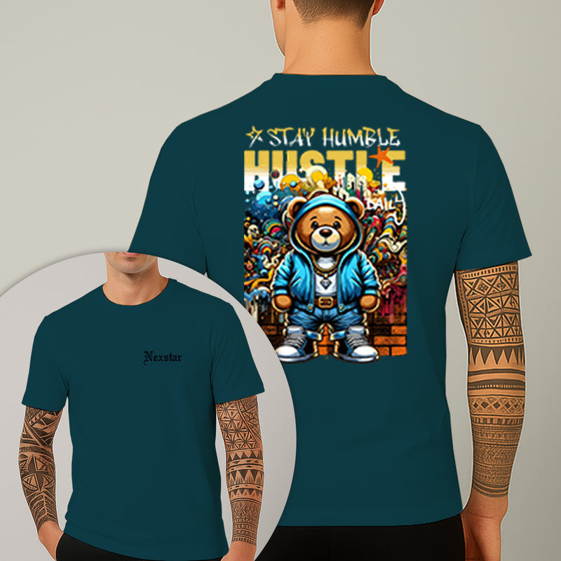 Camiseta Estampada Urso Hustle 100% Algodão Premium Fio 30.1 Penteado Nexstar