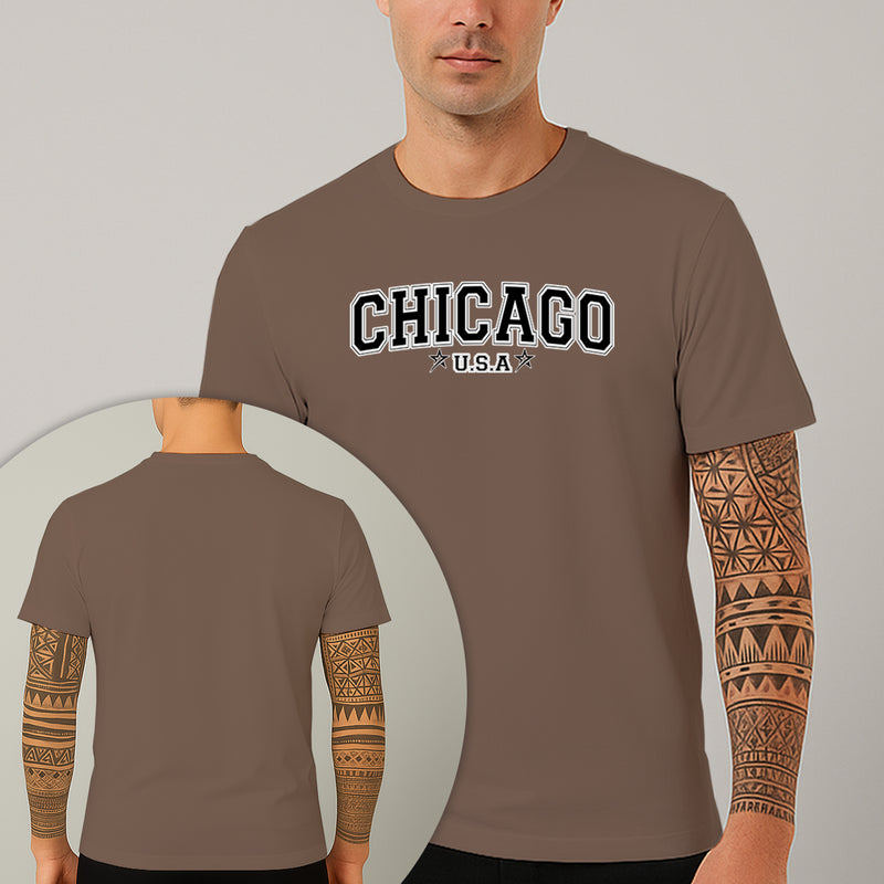 Camiseta Estampada Chicago Usa 100% Algodão Premium Fio 30.1 Penteado Nexstar