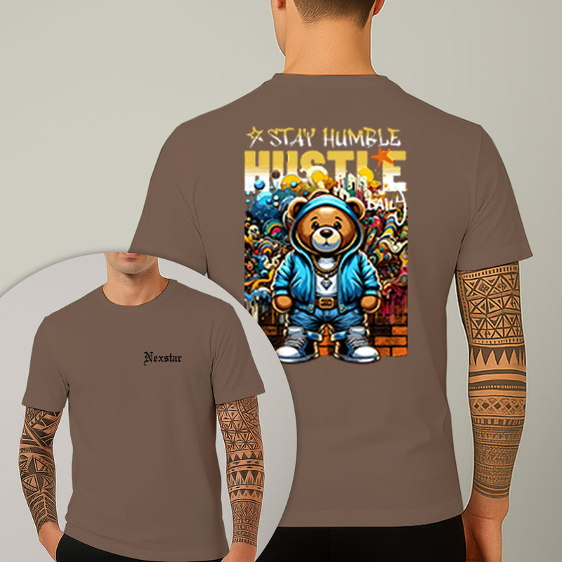 Camiseta Estampada Urso Hustle 100% Algodão Premium Fio 30.1 Penteado Nexstar