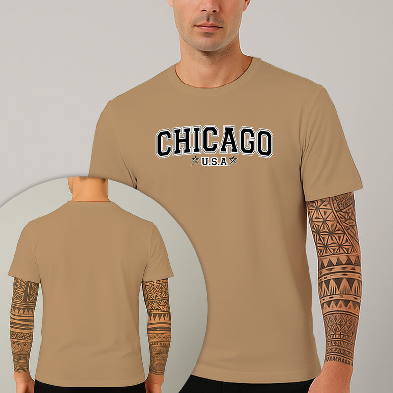 Camiseta Estampada Chicago Usa 100% Algodão Premium Fio 30.1 Penteado Nexstar