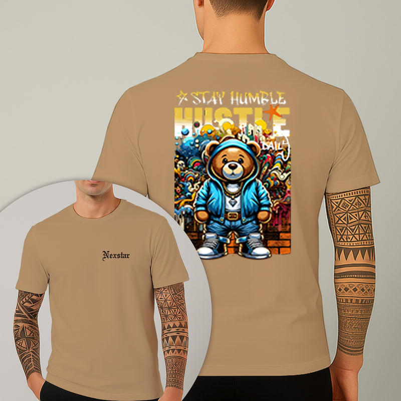 Camiseta Estampada Urso Hustle 100% Algodão Premium Fio 30.1 Penteado Nexstar