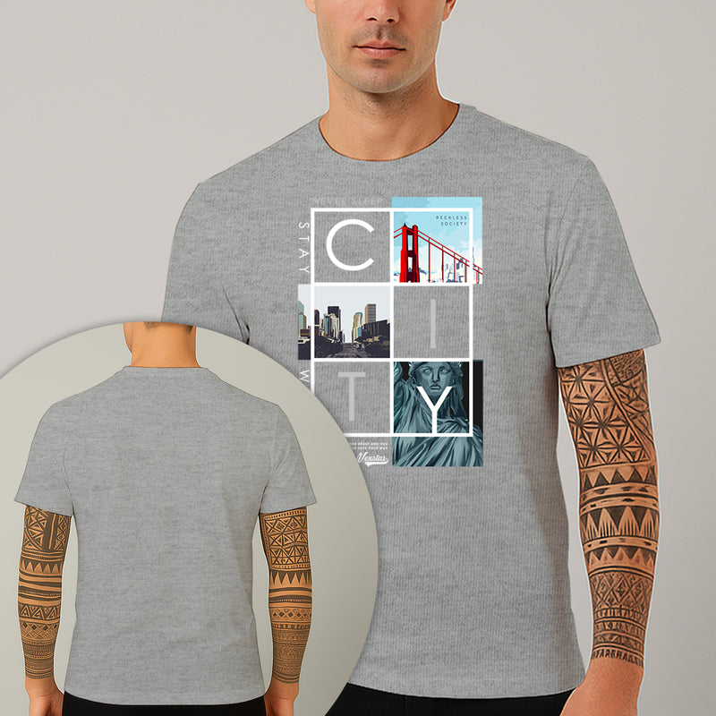 Camiseta Estampada NYC City 100% Algodão Premium Fio 30.1 Penteado Nexstar