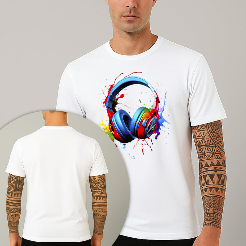 Camiseta Estampada Headset Colors 100% Algodão Premium Fio 30.1 Penteado Nexstar