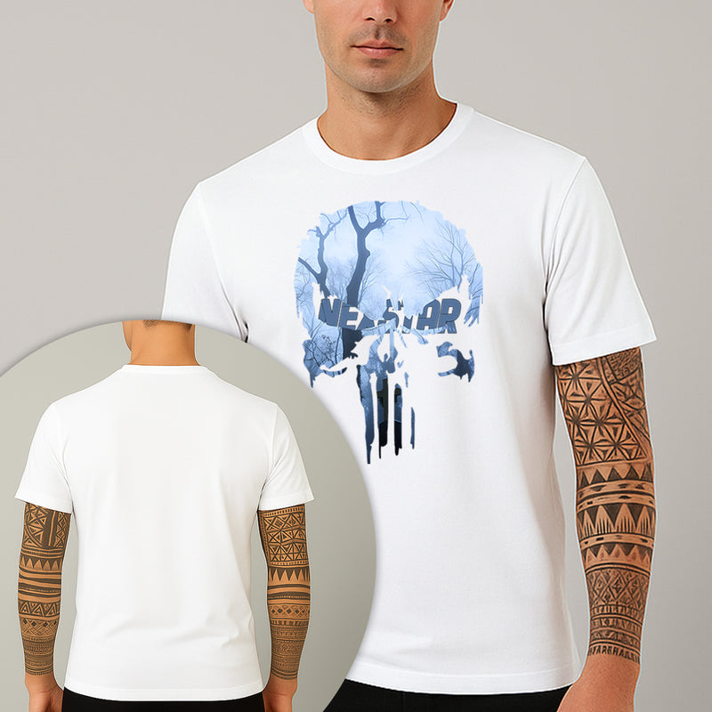 Camiseta Estampada Cemetery Skull 100% Algodão Premium Fio 30.1 Penteado Nexstar