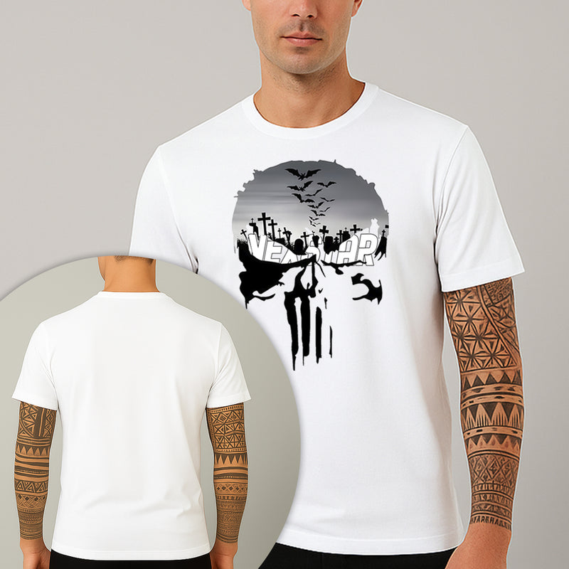 Camiseta Estampada Bat Skull 100% Algodão Premium Fio 30.1 Penteado Nexstar