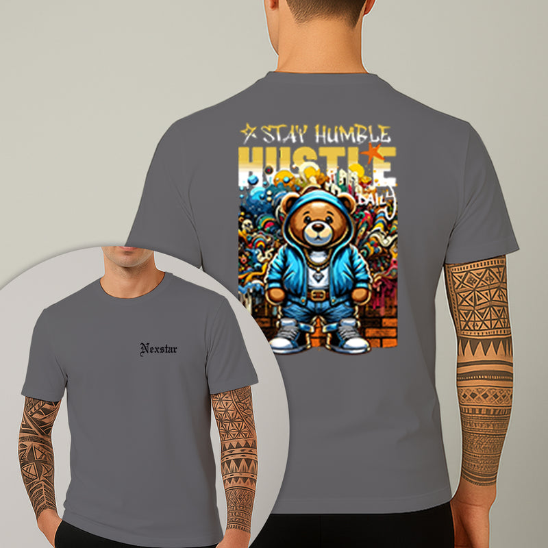 Camiseta Estampada Urso Hustle 100% Algodão Premium Fio 30.1 Penteado Nexstar