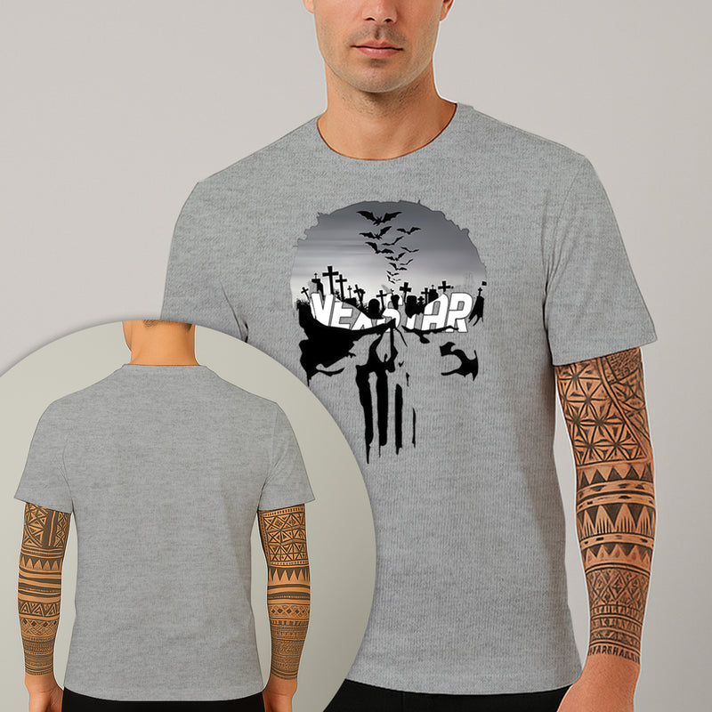 Camiseta Estampada Bat Skull 100% Algodão Premium Fio 30.1 Penteado Nexstar