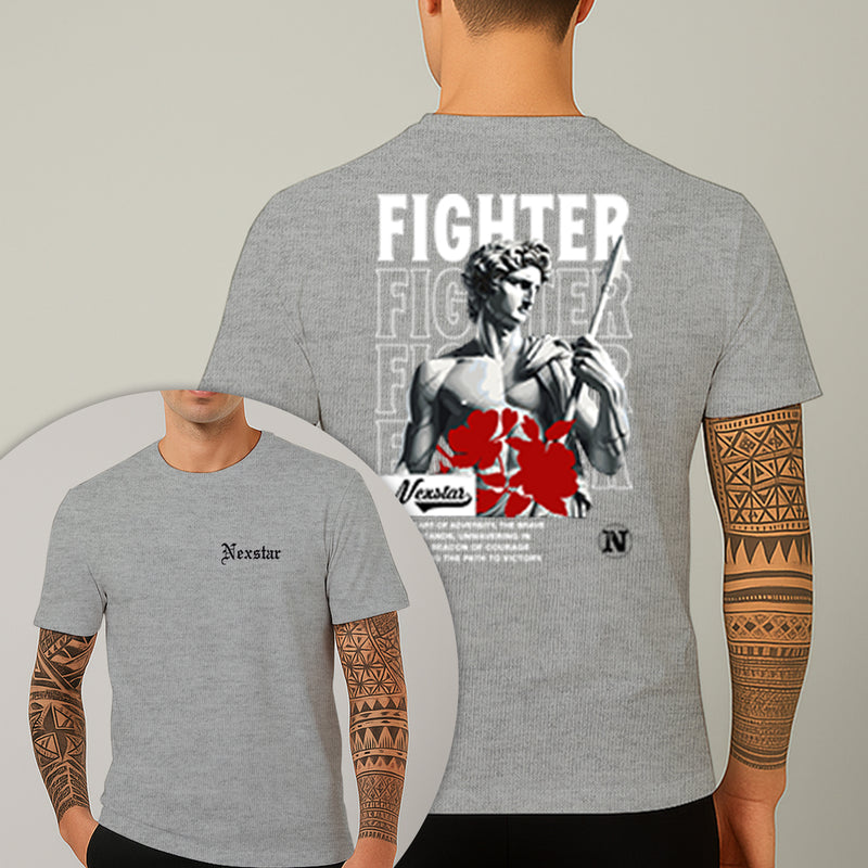 Camiseta Estampada Fighter 100% Algodão Premium Fio 30.1 Penteado Nexstar
