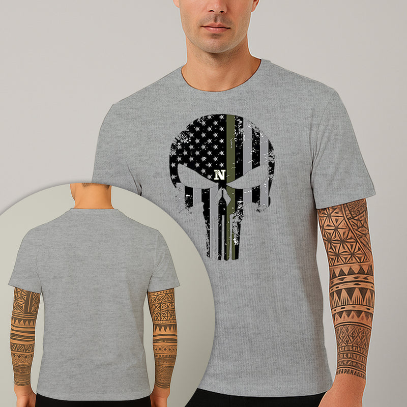 Camiseta Estampada Caveira Militar 100% Algodão Premium Fio 30.1 Penteado Nexstar