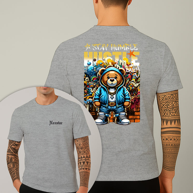 Camiseta Estampada Urso Hustle 100% Algodão Premium Fio 30.1 Penteado Nexstar